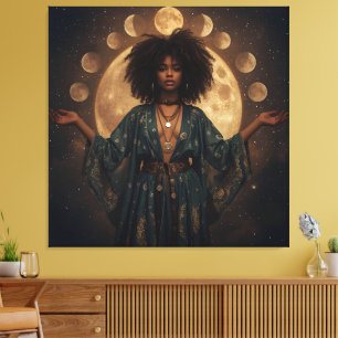 Celestial Goddess Afro Art - Stretchierte Leinwand