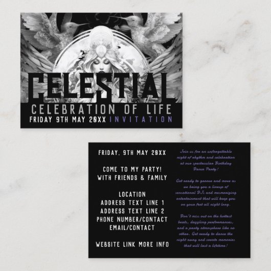 Celestial Goddess Life Celebration Geburtstag Flye Visitenkarte (Vorne/Hinten)