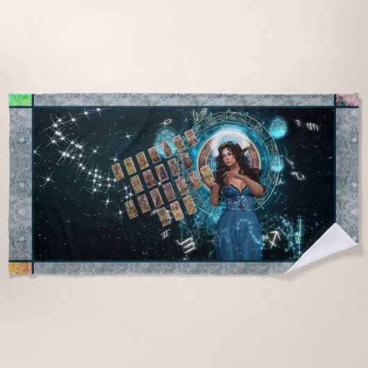 Celestial Goddess Messenger mit Tarot Cards Strandtuch (Vorderseite)