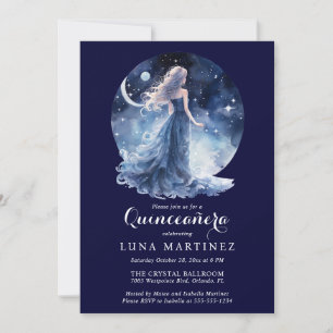 Celestial Goddess Starry Night Sky Quinceañera Einladung