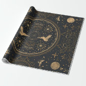 Celestial Gold Baroque Wrapping Paper Geschenkpapier (Ungerollt)