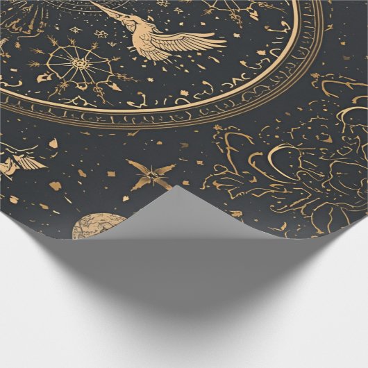 Celestial Gold Baroque Wrapping Paper Geschenkpapier (Ecke)