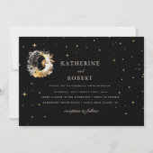 Celestial Gold Black Duality Moon Wedding Einladung (Vorderseite)