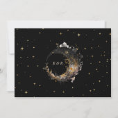 Celestial Gold Black Duality Moon Wedding Einladung (Rückseite)