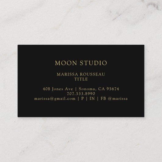 Celestial Gold Black Moon Visitenkarte (Rückseite)