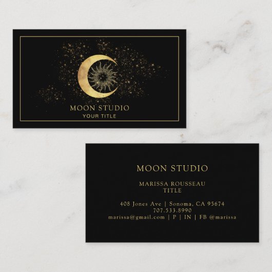 Celestial Gold Black Moon Visitenkarte (Vorne/Hinten)