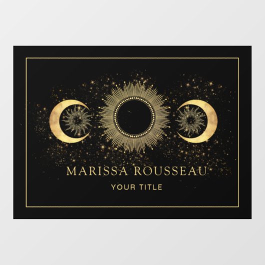 Celestial Gold Black Sun Moon Fensterheber Fensteraufkleber (Blatt)
