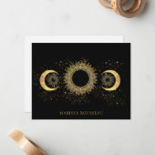 Celestial Gold Black Sun Moon Mitteilungskarte (Vorderseite/Rückseite Beispiel)