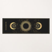 Celestial Gold Black Sun Moon Phase Personalisiert Yogamatte (Vorderseite (Horizontal))