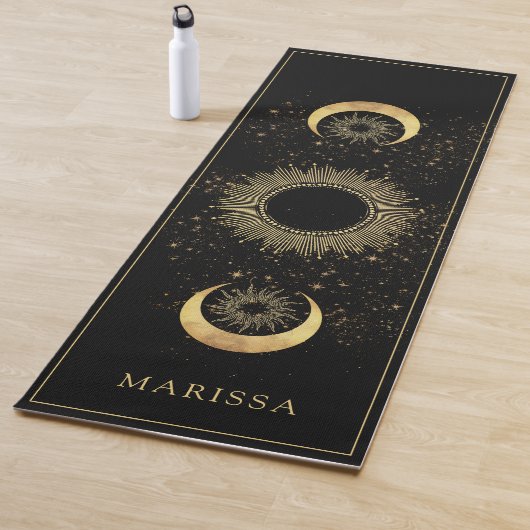Celestial Gold Black Sun Moon Phase Personalisiert Yogamatte (Beispiel)
