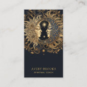 Celestial Gold Black Sun Moon Spiritueller Coach Visitenkarte (Vorderseite)