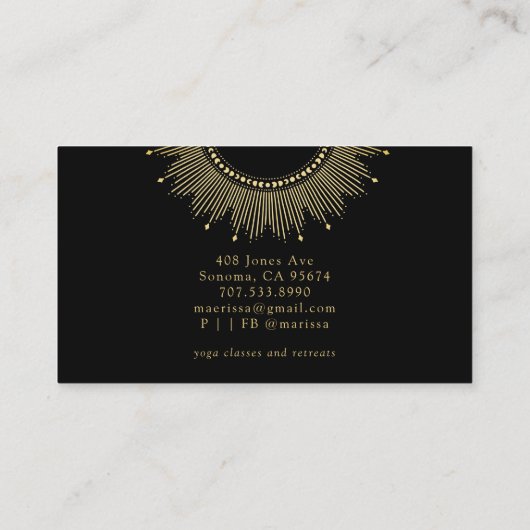 Celestial Gold Black Sun Moon Visitenkarte (Rückseite)