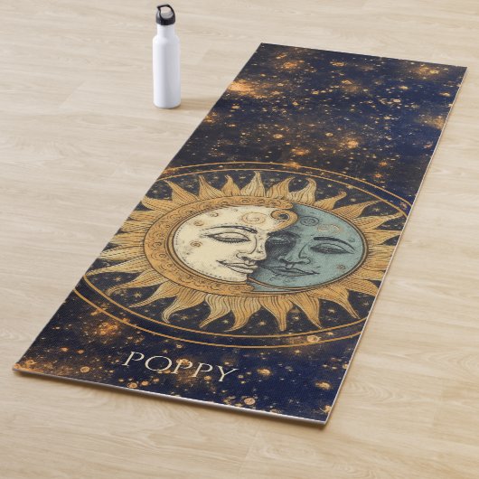 Celestial Gold Blue Sun Moon gegenüber Personalisi Yogamatte (Beispiel)