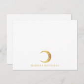 Celestial Gold Crescent Moon Mitteilungskarte (Vorne/Hinten)
