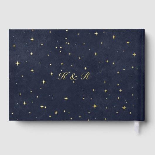 Celestial Gold Crescent Moon Wedding Gästebuch (Rückseite)
