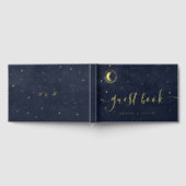 Celestial Gold Crescent Moon Wedding Gästebuch (Voll)