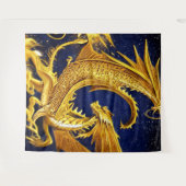 Celestial Gold Dragon Tapestry Wandteppich (Vorderseite (Horizontal))