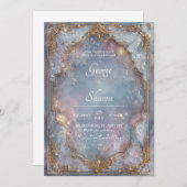 Celestial Gold Frame Galaxy Hochzeitseinladung Einladung (Vorne/Hinten)