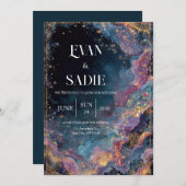 Celestial Gold Galaxy Hochzeitseinladung Einladung (Vorne/Hinten)