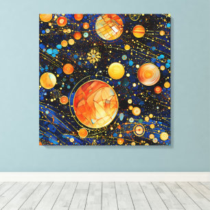 Celestial Gold Galaxy Leinwand Art