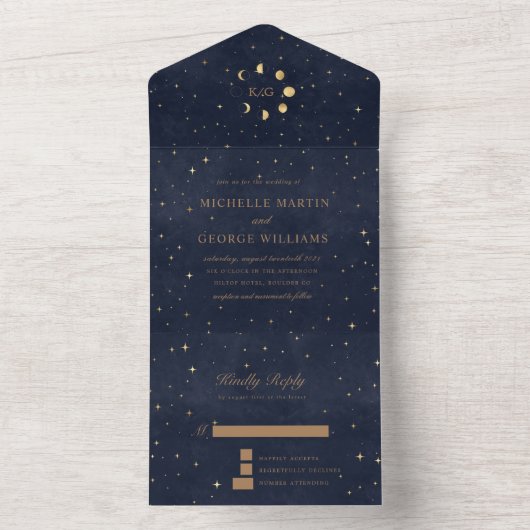 Celestial Gold Hochzeit in einer Einladung (Innen Boden)