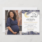 Celestial Gold Mond Baby Dusche Foto Einladung (Vorderseite)