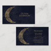 Celestial Gold Moon Ästhetik Visitenkarte (Vorne/Hinten)