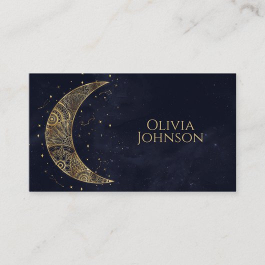 Celestial Gold Moon Ästhetik Visitenkarte (Vorderseite)