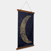 Celestial Gold Moon Ästhetik Wandteppich Mit Holzrahmen (Gewinkelt)