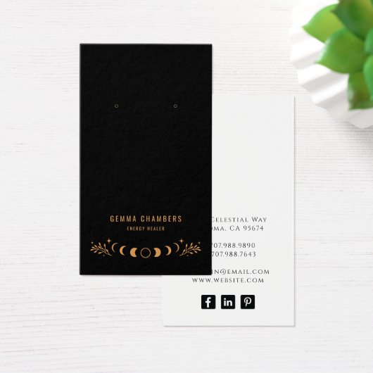 Celestial Gold Moon Black Earring Juwelier Display (Schreibtisch)