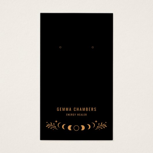 Celestial Gold Moon Black Earring Juwelier Display (Vorderseite)