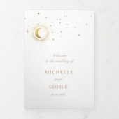 Celestial Gold Moon Folded Wedding Programm (Cover)
