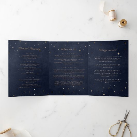 Celestial Gold Moon Folded Wedding Programm (Innenseite)