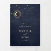 Celestial Gold Moon Folded Wedding Programm (Cover)