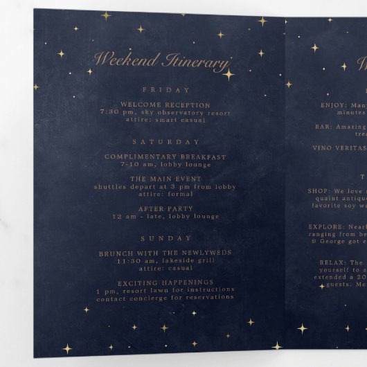 Celestial Gold Moon Folded Wedding Programm (Innen Erste Seite)