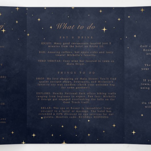 Celestial Gold Moon Folded Wedding Programm (Innenseite Mitte)