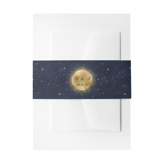 Celestial Gold Moon Midnight Wedding Bly Band (Vorderseite Beispiel)