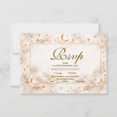 Celestial Gold Moon Quinceañera RSVP Karte (Vorderseite)