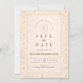 Celestial Gold Moon Quinceañera Save The Date (Vorderseite)