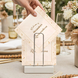 Celestial Gold Moon Quinceañera Serviette