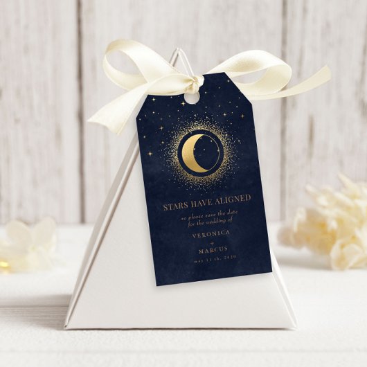 Celestial Gold Moon Save the Date Foto Geschenkanhänger