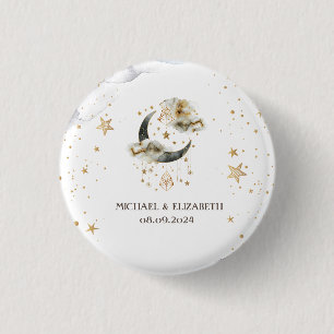 Celestial Gold Moon Stars Button