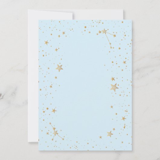 Celestial Gold Moon Stars Light Blue Einladung (Rückseite)