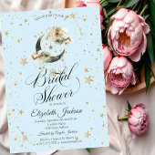 Celestial Gold Moon Stars Light Blue Einladung