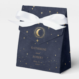 Celestial Gold Moon Stars Monogram Wedding Geschenkschachtel