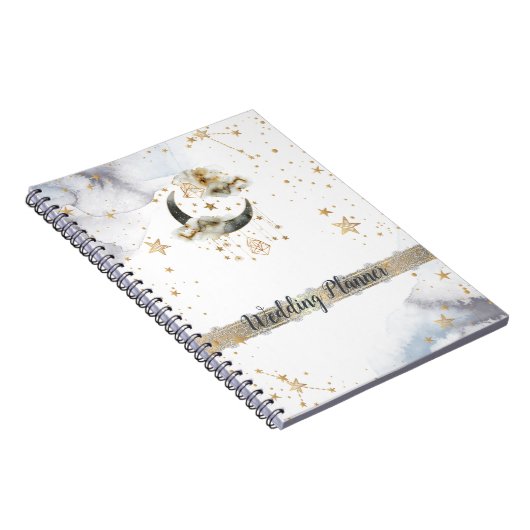 Celestial Gold Moon Stars Notizblock (Rechte Seite)