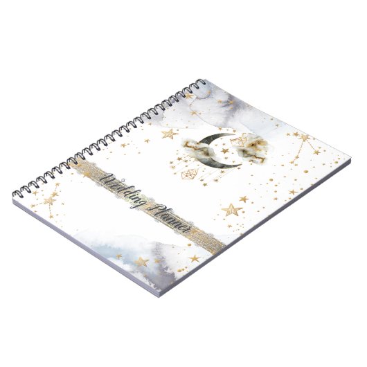 Celestial Gold Moon Stars Notizblock (Linke Seite)