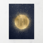 Celestial Gold Moon Tri Fold Wedding Einladung (Cover)