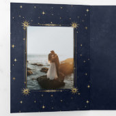 Celestial Gold Moon Tri Fold Wedding Einladung (Innen Erste Seite)