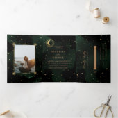 Celestial Gold Moon Tri Fold Wedding Einladung (Innenseite)
